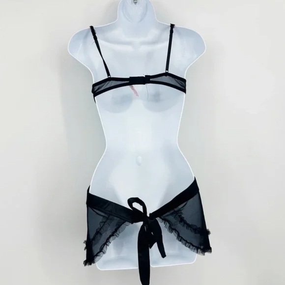 Native Intimates Women's Size M (36B) Lingerie Blue Black Polka Dot Bows Frills - Picture 4 of 6